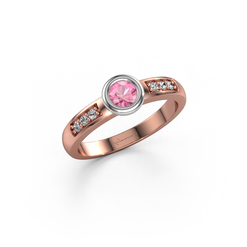 Bild von Verlobungsring Lieke 585 Roségold Pink Saphir 4 mm