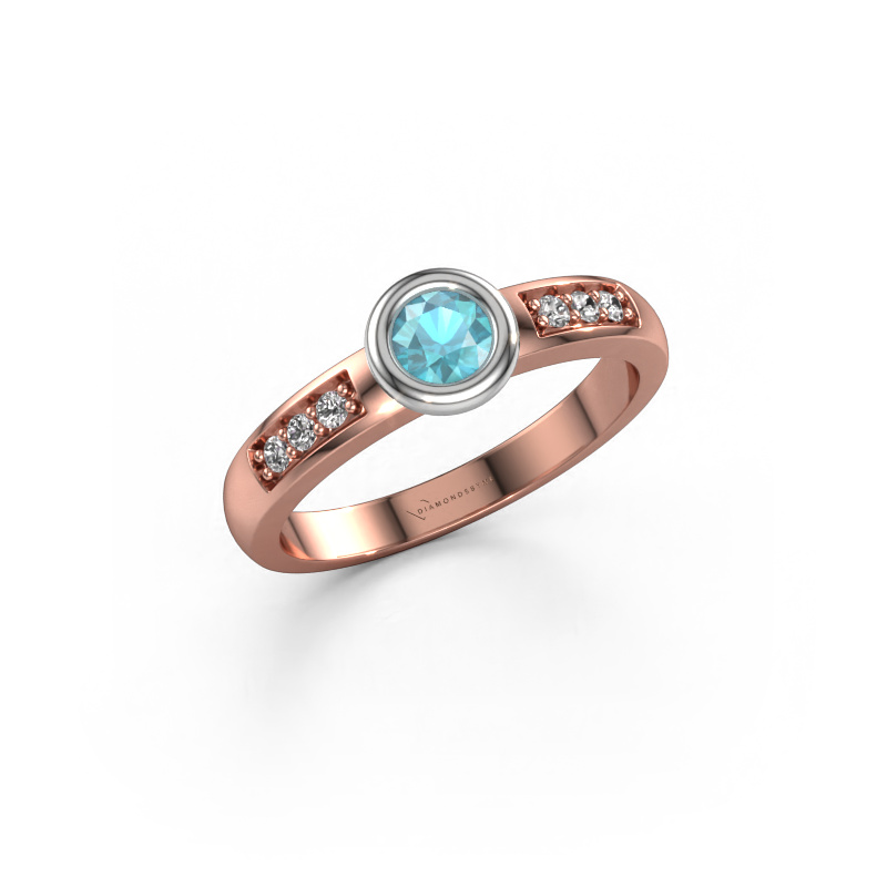 Image de Bague de fiançailles Lieke 585 or rose Topaze bleue 4 mm