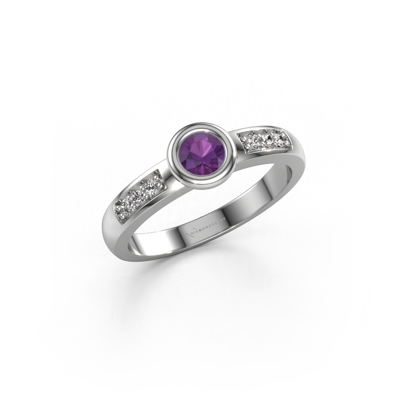 Image of Engagement ring Lieke 585 white gold Amethyst 4 mm
