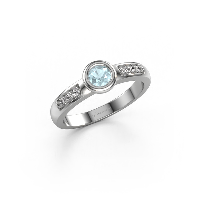 Image de Bague de fiançailles Lieke 585 or blanc Aigue-marine 4 mm