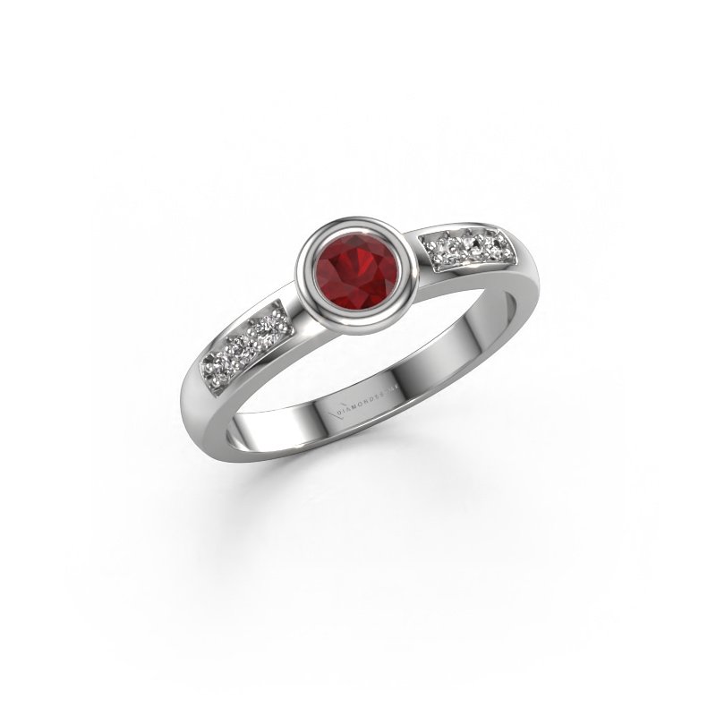 Image of Engagement ring Lieke 585 white gold Ruby 4 mm