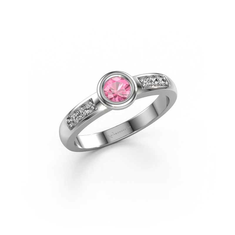 Image de Bague de fiançailles Lieke 585 or blanc Saphir rose 4 mm