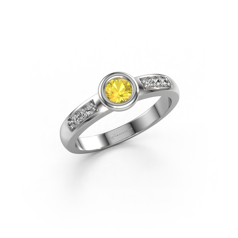 Image de Bague de fiançailles Lieke 585 or blanc Saphir jaune 4 mm