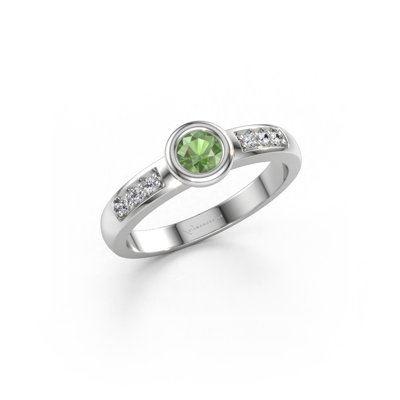 Immagine di Anello di fidanzamento Lieke 585 oro bianco Tormalina verde 4 mm