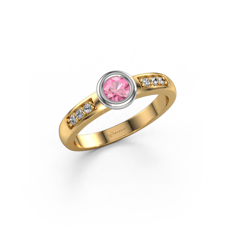 Image of Engagement ring Lieke 585 gold Pink sapphire 4 mm