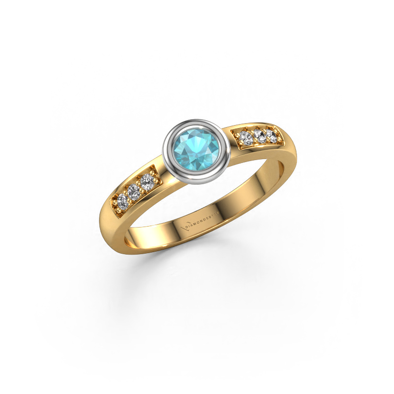 Bild von Verlobungsring Lieke 585 Gold Blau Topas 4 mm