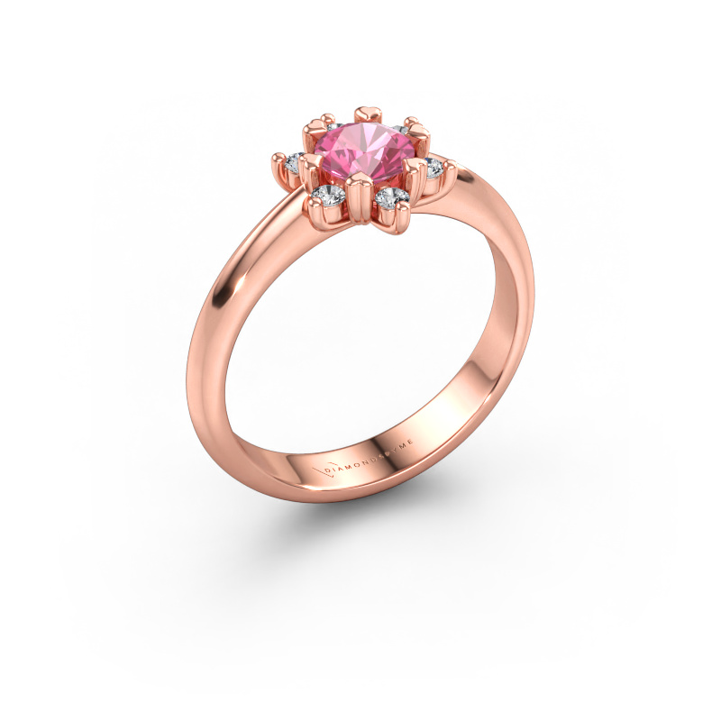 Immagine di Anello Liesbeth 585 oro rosa Zaffiro rosa 5 mm