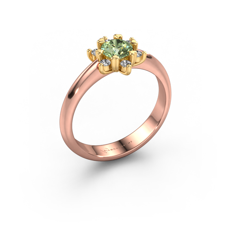 Image de Bague Liesbeth 585 or rose Diamants synthétiques vert 5 mm