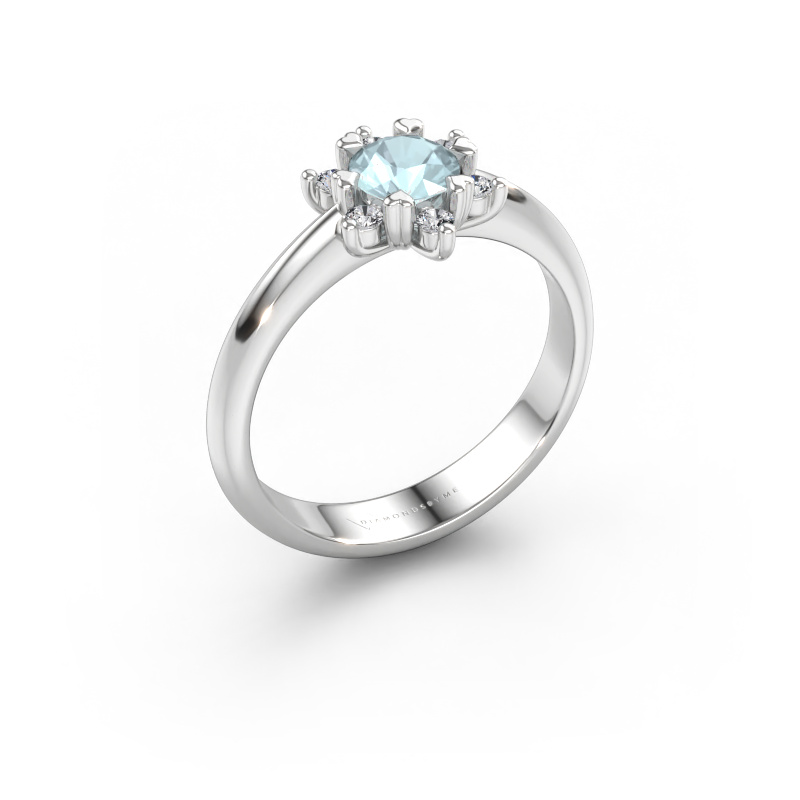 Bild av Ring Liesbeth 585 vitt guld Akvamarin 5 mm