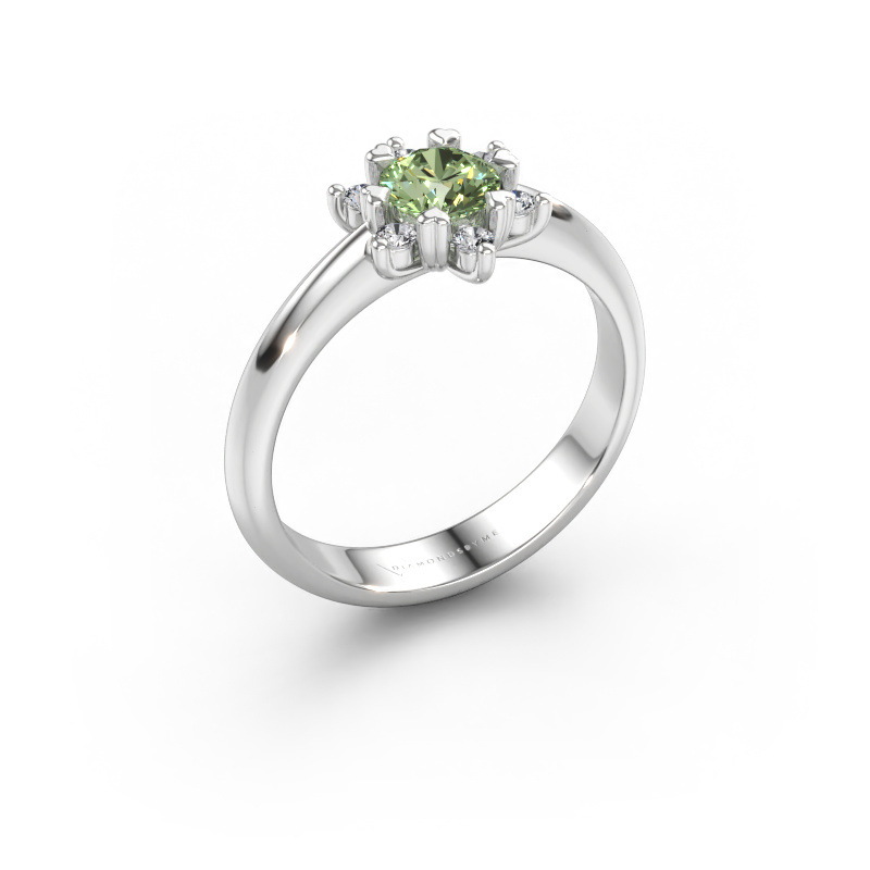 Immagine di Anello Liesbeth 585 oro bianco Diamante lab grown verde 5 mm