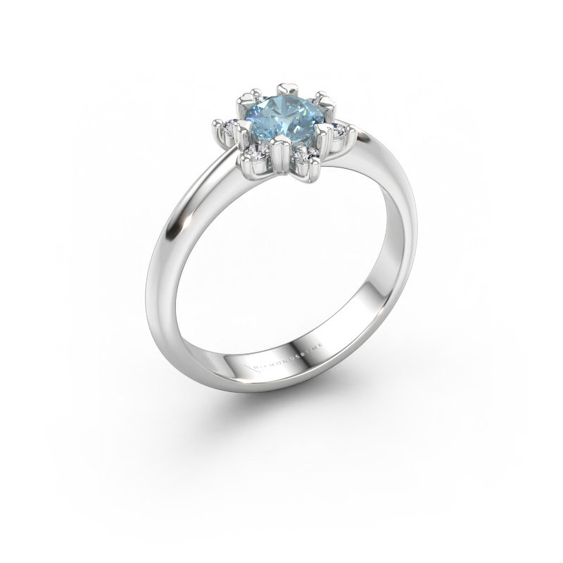 Immagine di Anello Liesbeth 585 oro bianco Diamante lab grown blu 5 mm