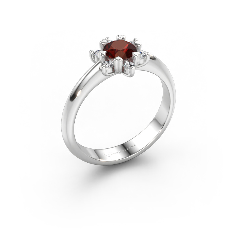 Bild von Ring Liesbeth 585 Weißgold Granat 5 mm