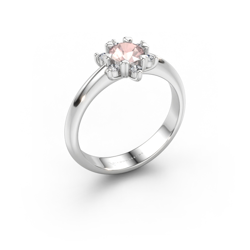 Bild av Ring Liesbeth 585 vitt guld Champagnefärgad morganit 5 mm