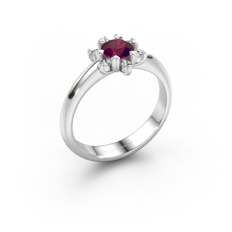 Immagine di Anello Liesbeth 585 oro bianco Rodolite 5 mm