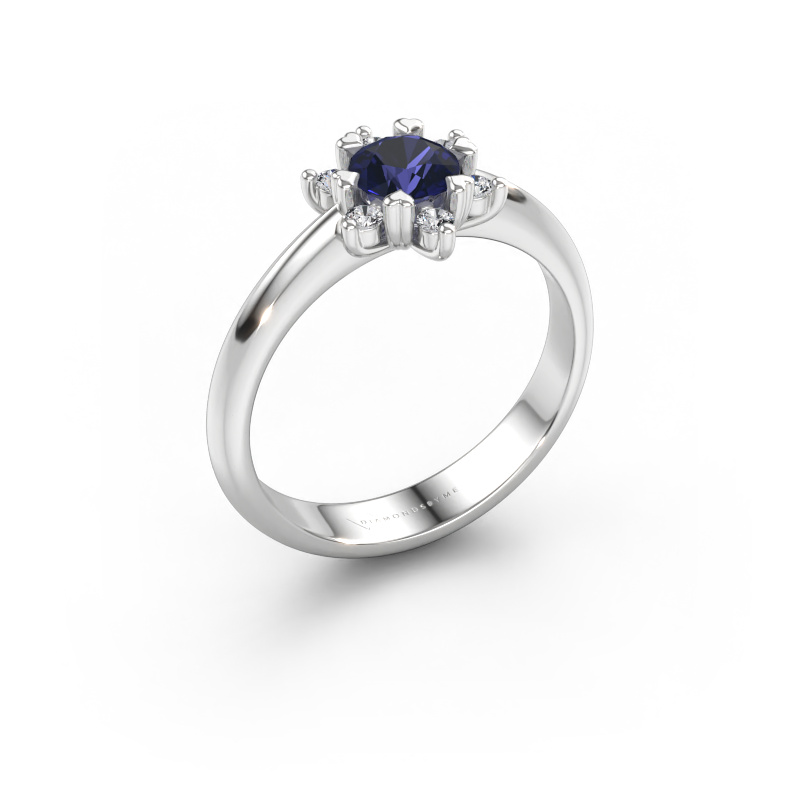 Immagine di Anello Liesbeth 585 oro bianco Zaffiro 5 mm
