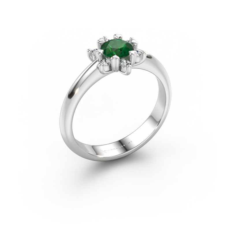 Immagine di Anello Liesbeth 585 oro bianco Smeraldo 5 mm