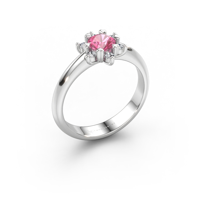 Immagine di Anello Liesbeth 585 oro bianco Zaffiro rosa 5 mm