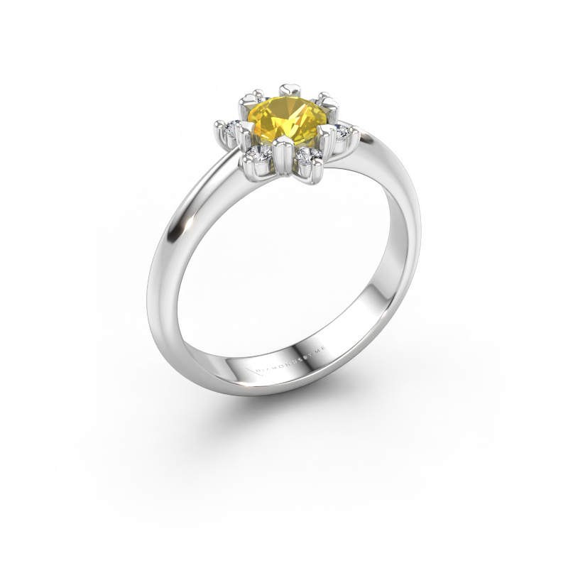 Immagine di Anello Liesbeth 585 oro bianco Zaffiro giallo 5 mm