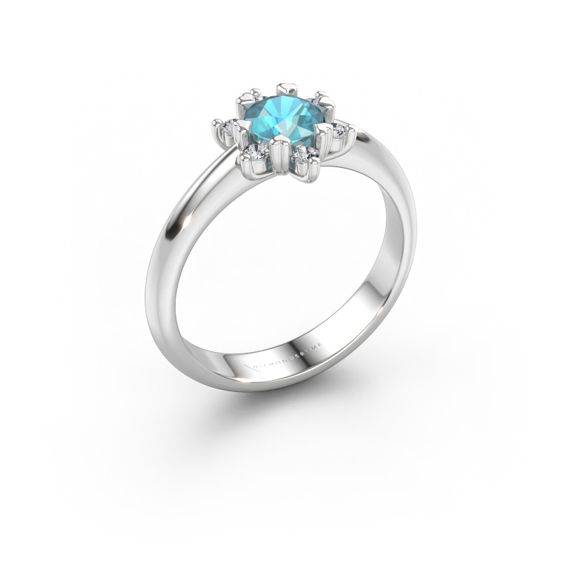 Immagine di Anello Liesbeth 585 oro bianco Topazio blu 5 mm