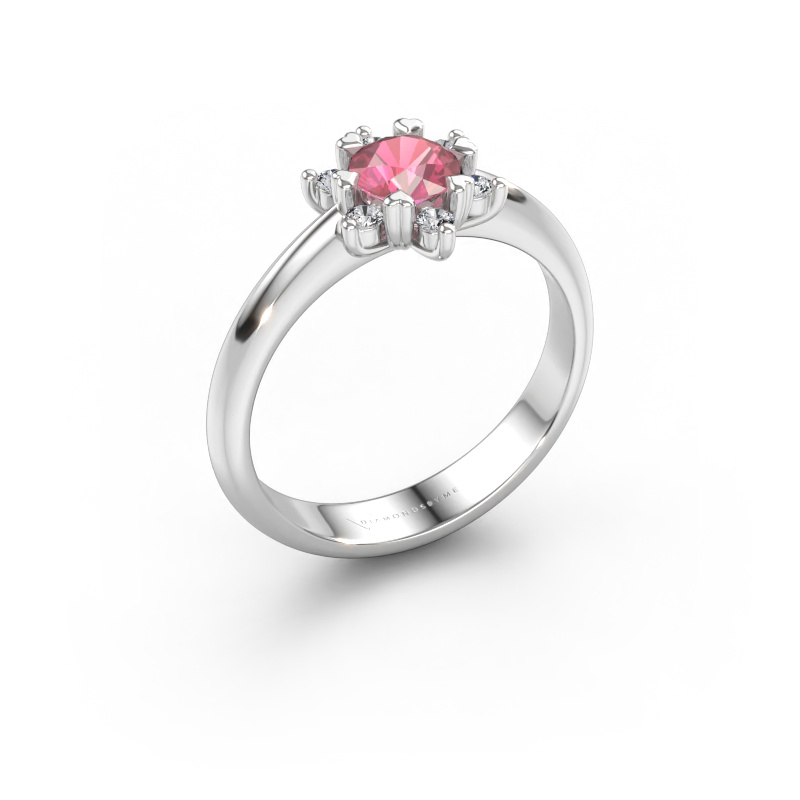 Bild av Ring Liesbeth 585 vitt guld Rosa turmalin 5 mm