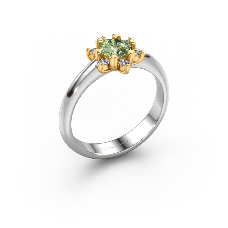 Bild von Ring Liesbeth 585 Weißgold Grüner Labor-Diamant 5 mm