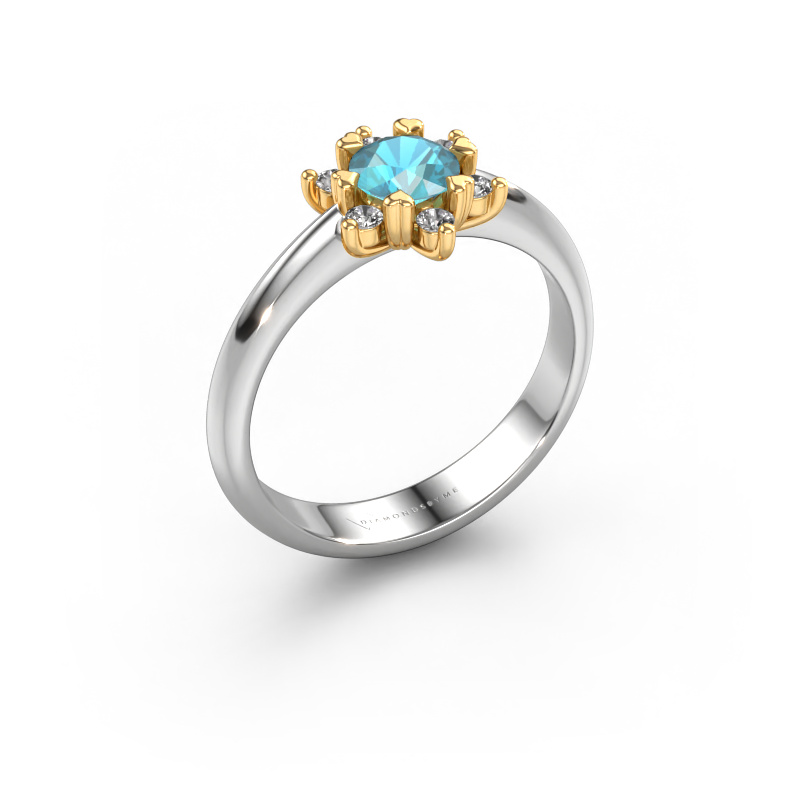 Image of Ring Liesbeth 585 white gold Blue topaz 5 mm