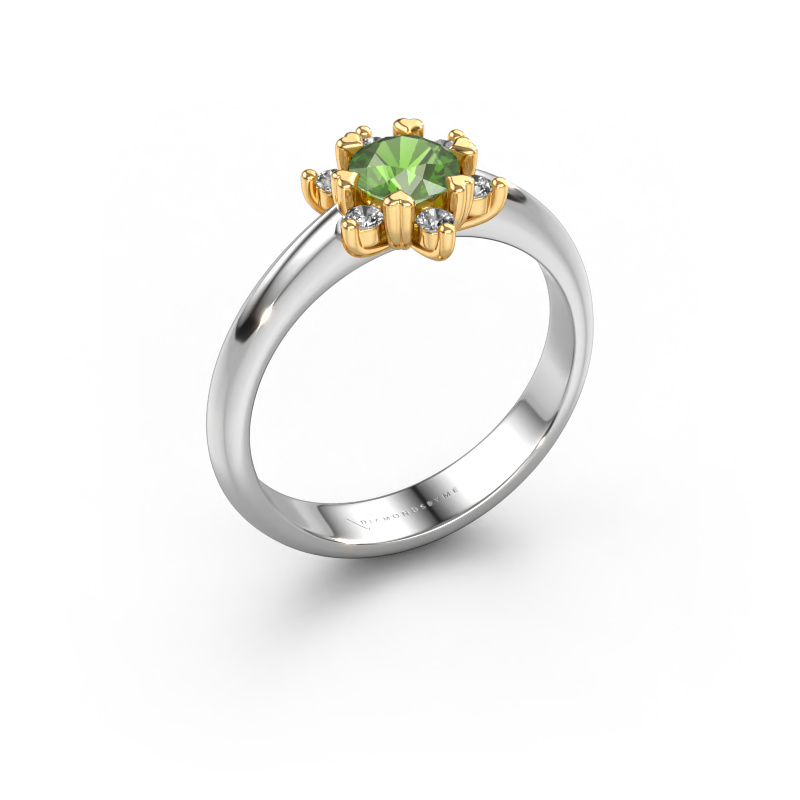 Image de Bague Liesbeth 585 or blanc Vert tourmaline 5 mm
