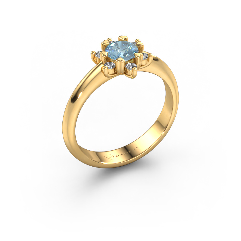 Image de Bague Liesbeth 585 or jaune Diamant synthétique bleu 5 mm