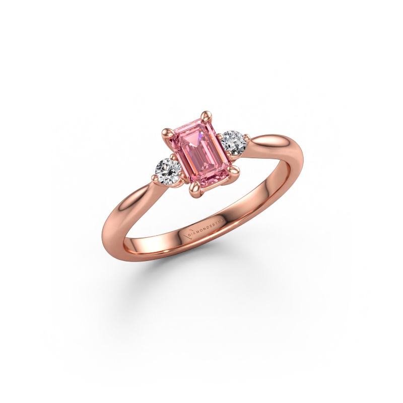 Image of Engagement ring Lieselot EME 585 rose gold Pink lab grown diamond 6x4 mm
