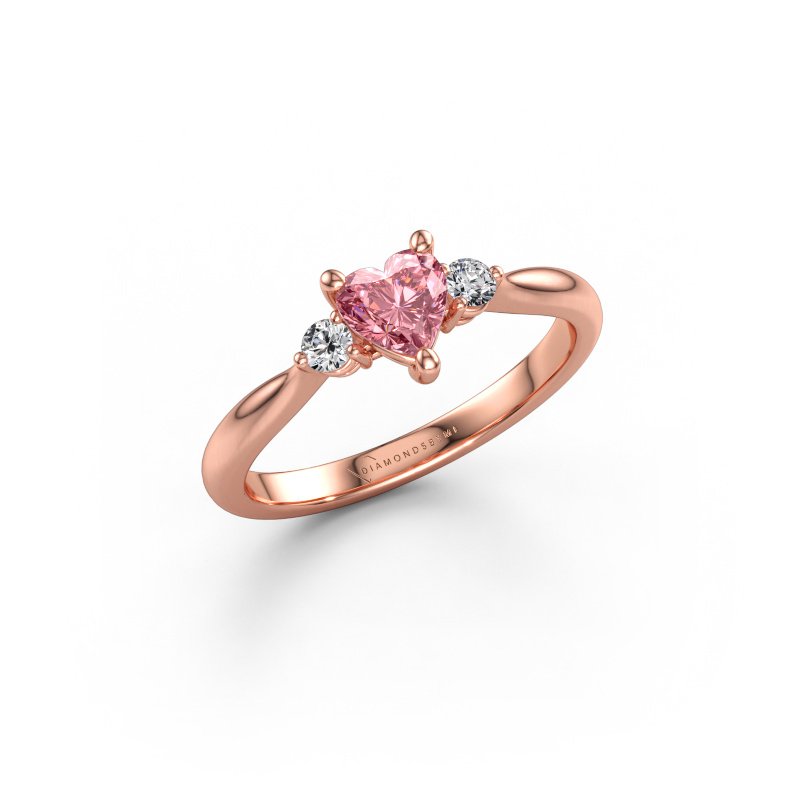 Image of Engagement ring Lieselot HRT 585 rose gold Pink lab grown diamond 5 mm