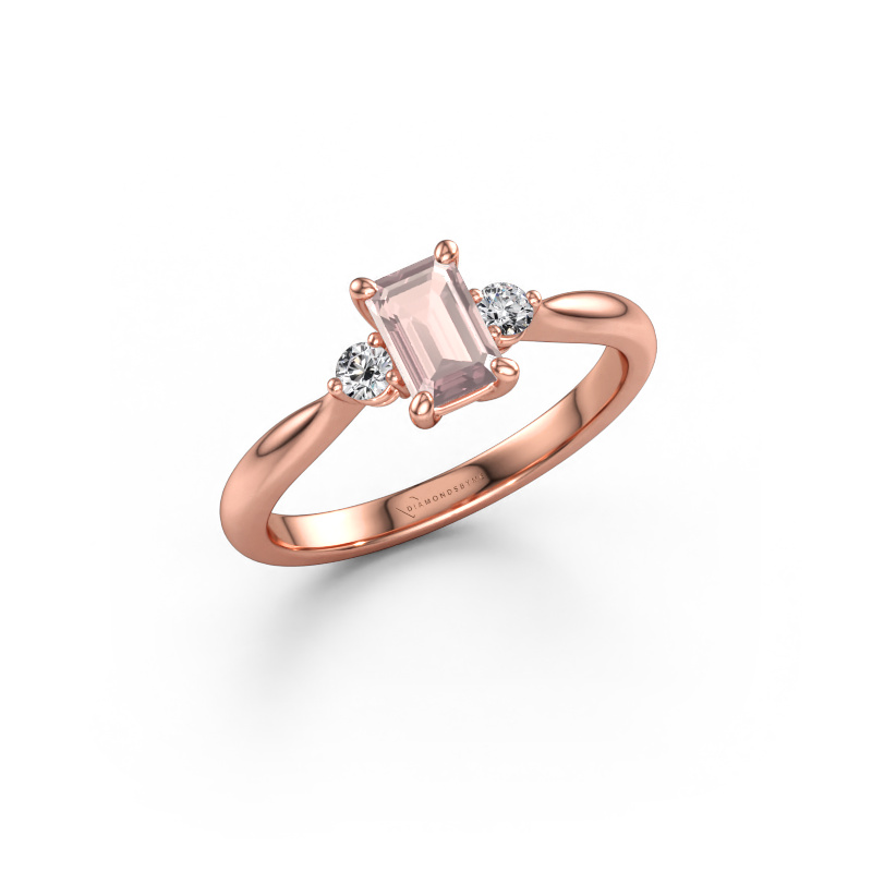 Bild av Förlovningsring Lieselot EME 585 roséguld Champagnefärgad morganit 6x4 mm