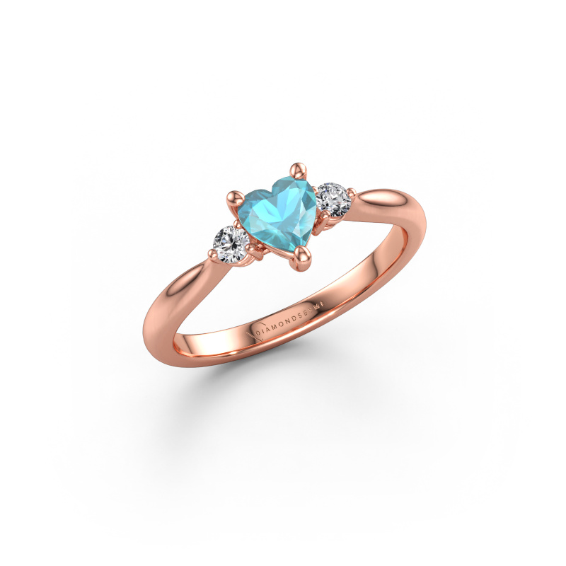 Immagine di Anello di fidanzamento Lieselot HRT 585 oro rosa Topazio blu 5 mm