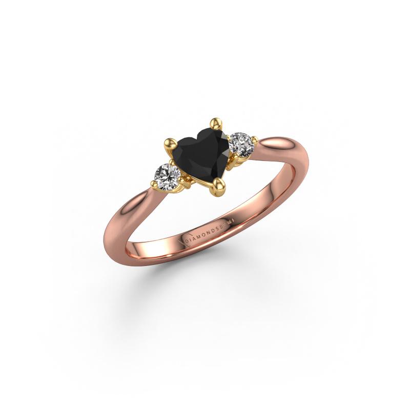 Image of Engagement ring Lieselot HRT 585 rose gold Black diamond 0.76 crt
