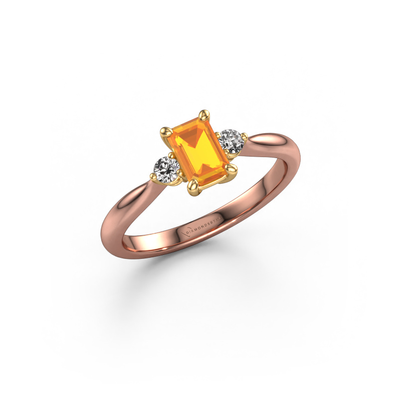 Image of Engagement ring Lieselot EME 585 rose gold Citrin 6x4 mm