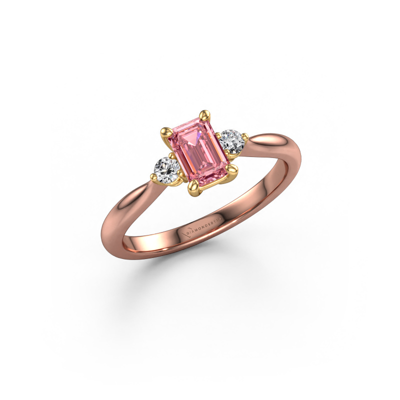 Image de Bague de fiançailles Lieselot EME 585 or rose Diamant synthétique roze 6x4 mm