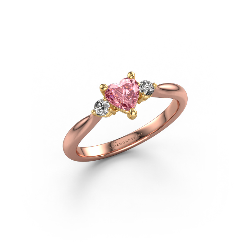 Image of Engagement ring Lieselot HRT 585 rose gold Pink lab grown diamond 5 mm