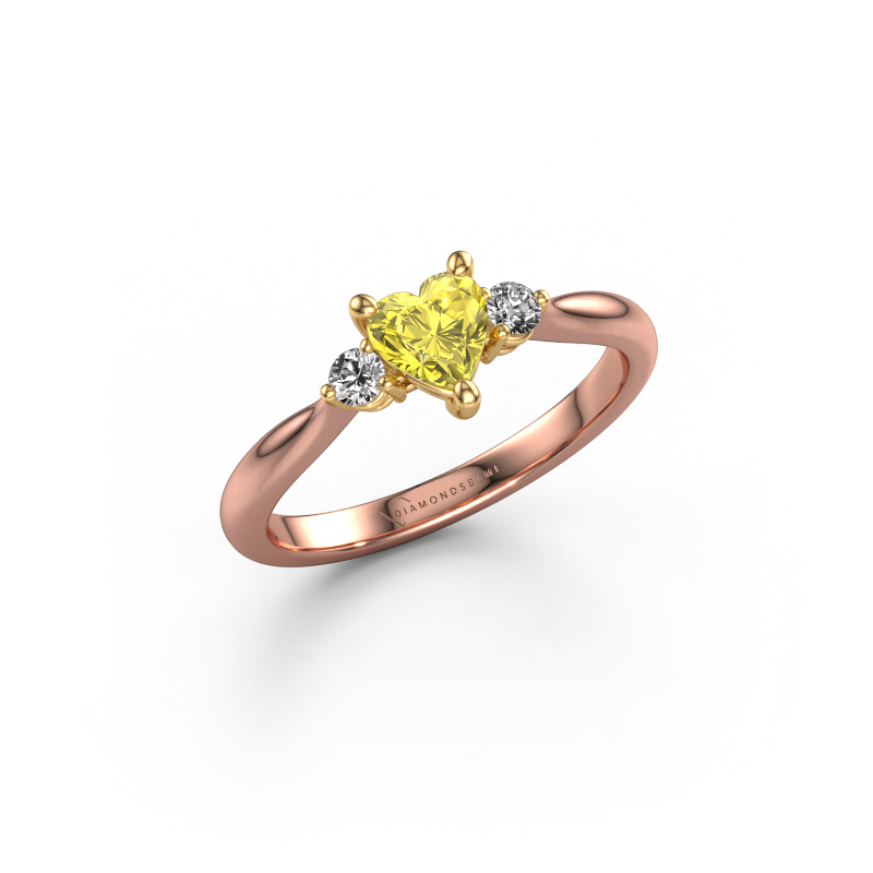 Image of Engagement ring Lieselot HRT 585 rose gold Yellow lab grown diamond 5 mm