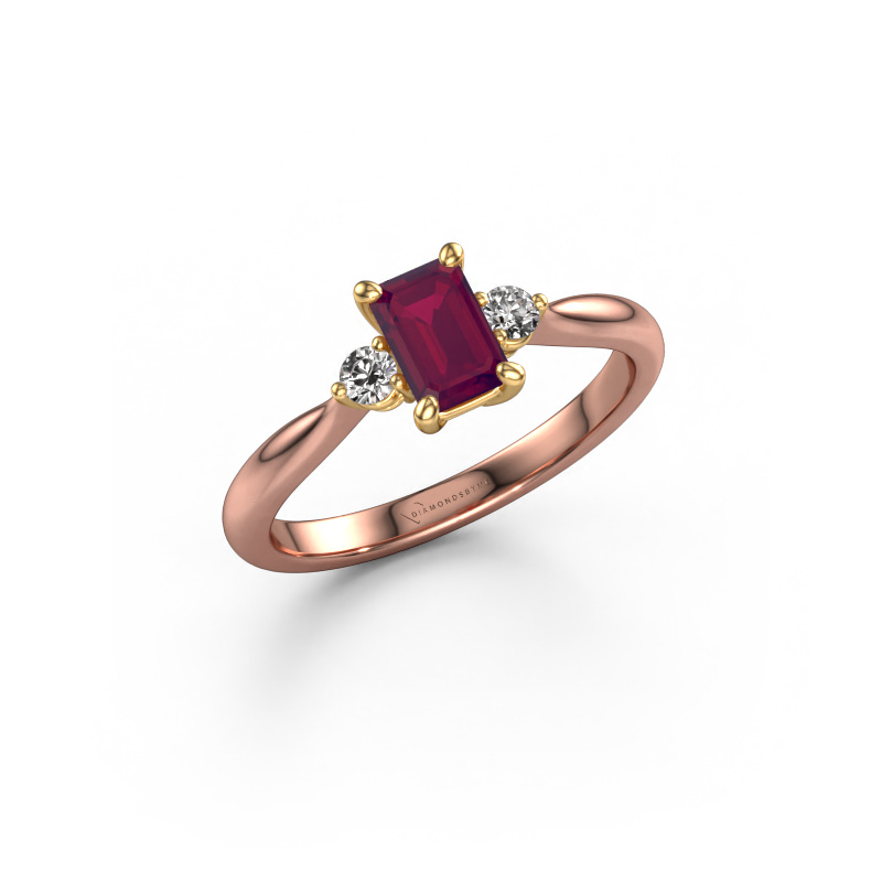 Image of Engagement ring Lieselot EME 585 rose gold Rhodolite 6x4 mm