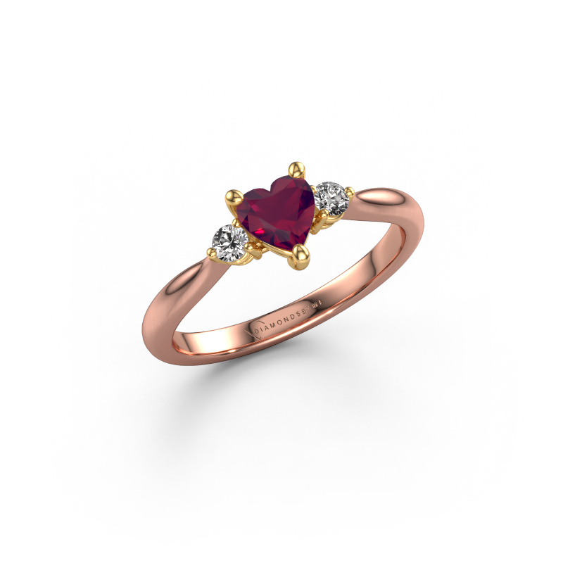 Image de Bague de fiançailles Lieselot HRT 585 or rose Rhodolite 5 mm