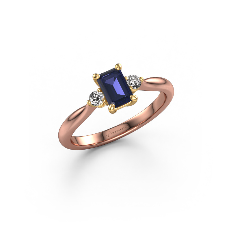 Image of Engagement ring Lieselot EME 585 rose gold Sapphire 6x4 mm
