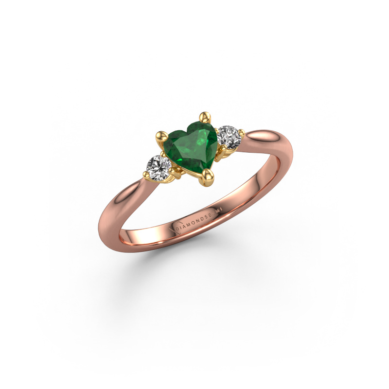 Image of Engagement ring Lieselot HRT 585 rose gold Emerald 5 mm