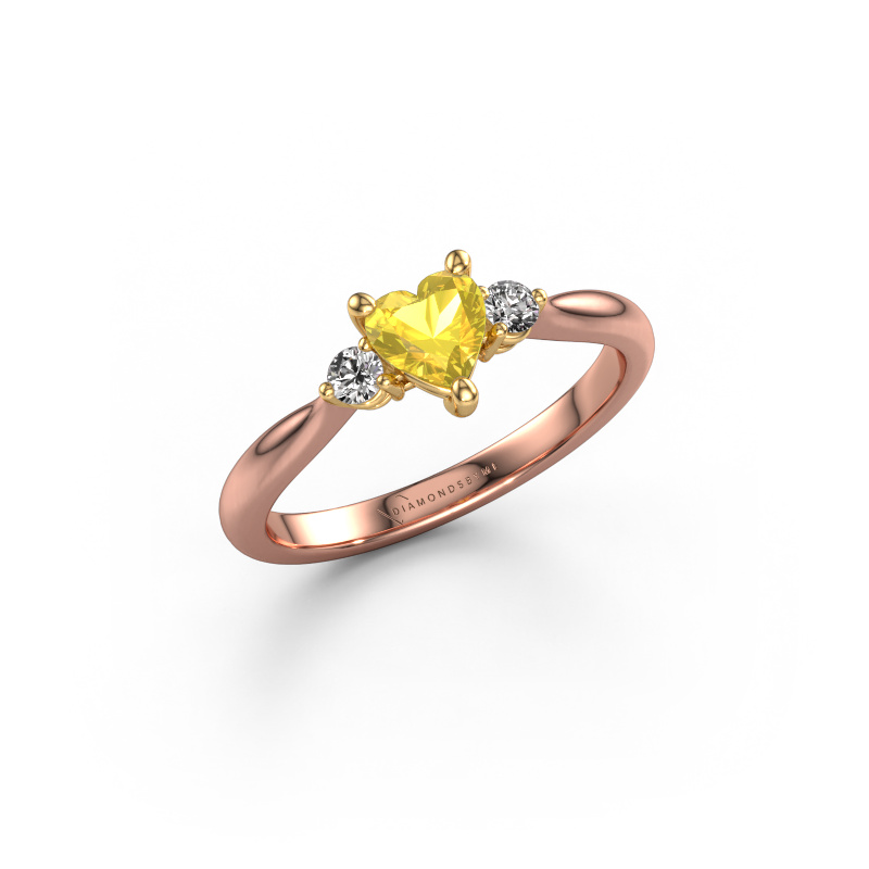 Afbeelding van Verlovingsring Lieselot HRT 585 rosé goud Gele saffier 5 mm