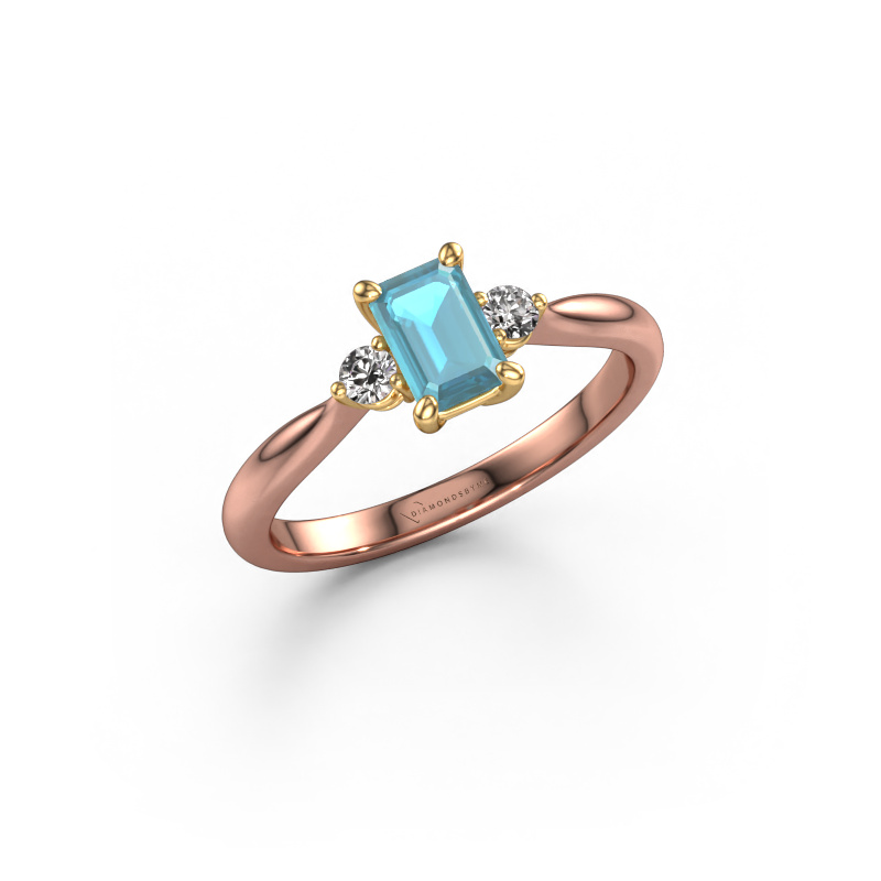 Image of Engagement ring Lieselot EME 585 rose gold Blue topaz 6x4 mm