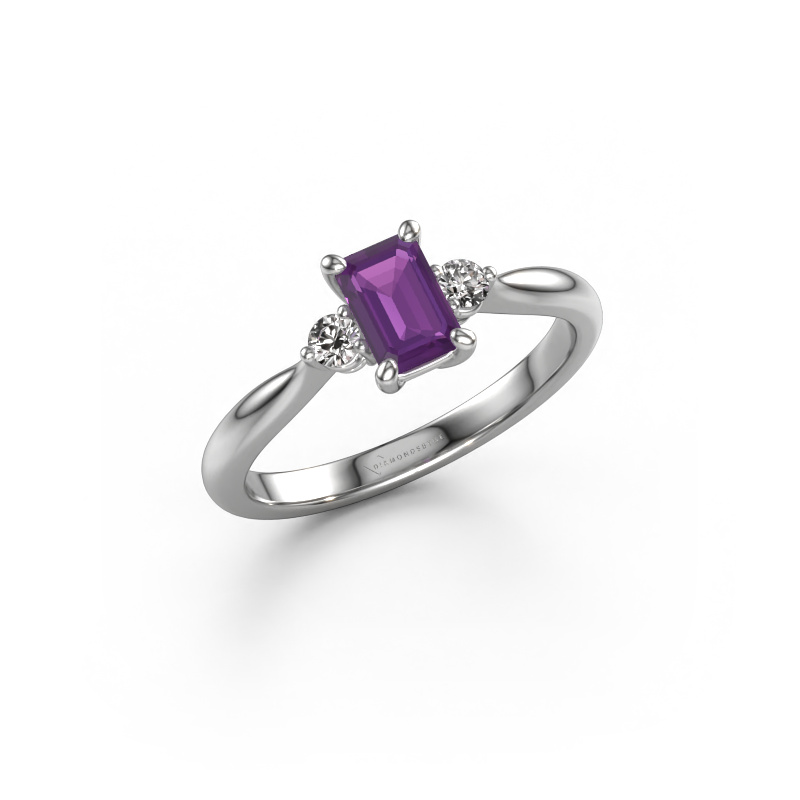 Image of Engagement ring Lieselot EME 950 platinum Amethyst 6x4 mm