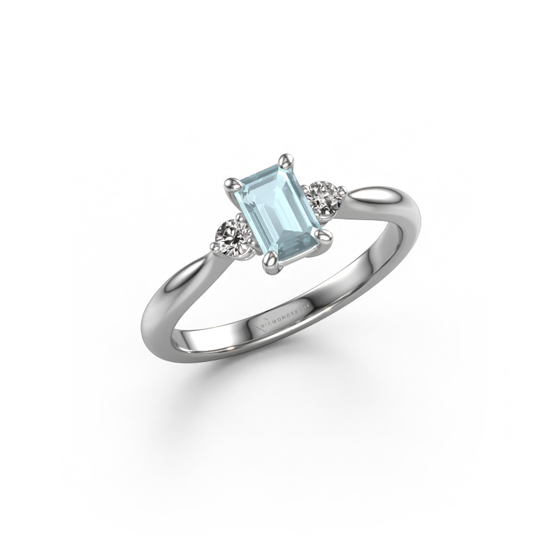 Image of Engagement ring Lieselot EME 950 platinum Aquamarine 6x4 mm