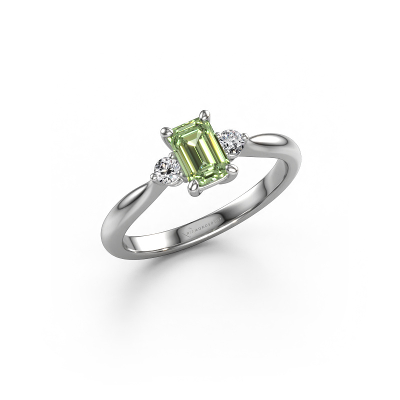 Image of Engagement ring Lieselot EME 950 platinum Green lab grown diamond 6x4 mm
