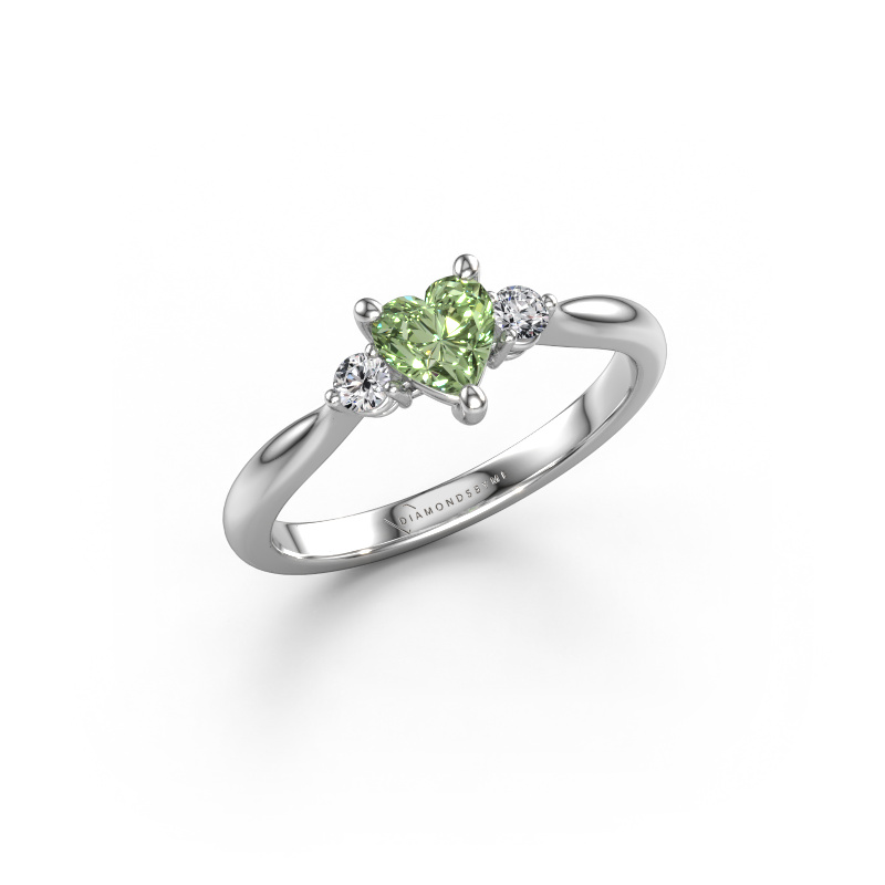 Image de Bague de fiançailles Lieselot HRT 950 platine Diamants synthétiques vert 5 mm
