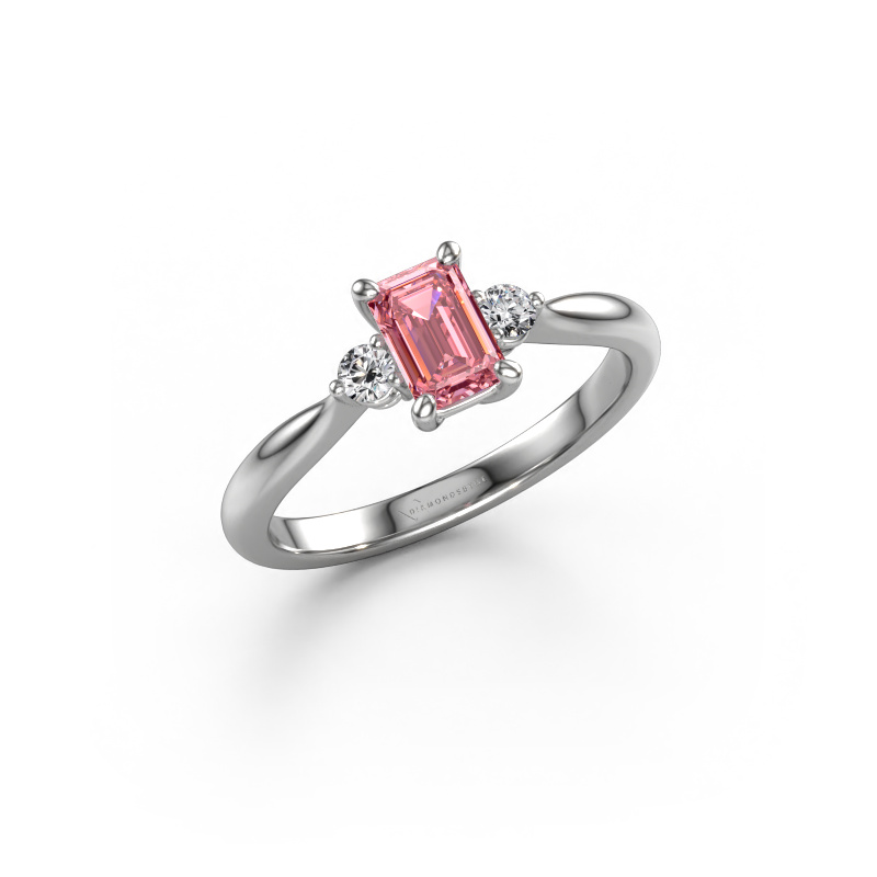 Image of Engagement ring Lieselot EME 950 platinum Pink lab grown diamond 6x4 mm