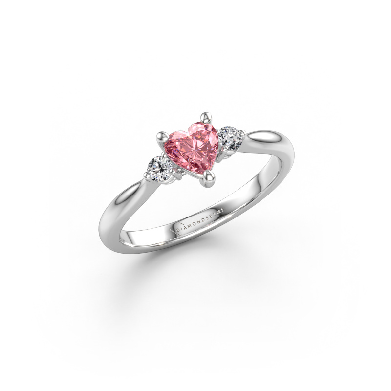 Afbeelding van Verlovingsring Lieselot HRT 950 platina Roze lab grown diamant 5 mm