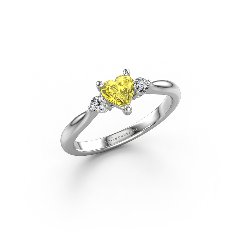 Image de Bague de fiançailles Lieselot HRT 950 platine Diamants synthétiques jaune 5 mm